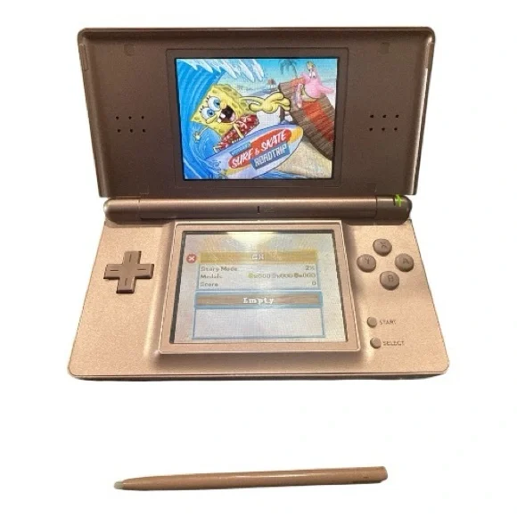 Nintendo DS Lite Rose Gold Handheld Gaming Console Game, Charger, Case, Stylus - Picture 3 of 13